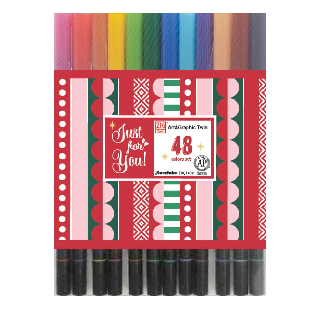 

Kuretake ZIG Art Graphic TWIN 48 и ручка на водной основе, Цвета, TUT-80/48VHD