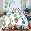 Cactus Duvet Cover Set King Size Hand Painted Style Bedding Set Nature Art Prints Comforter Cover Green Plant Cactus Quilt Cover