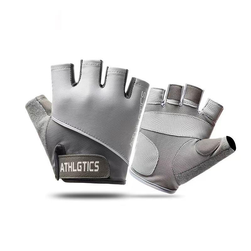 Fitness Gloves Men's Half Finger Breathable Ice Silk Anti  Slip Wear Resistant Liquid Silicone Women's Outdoor Cycling Sports Horizontal Bar Training