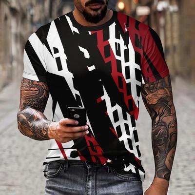 Summer Men's 3D Printed Round Neck T-shirt Retro Personalized Leisure Holiday Designer Basic Polyester ShortSleeve Top