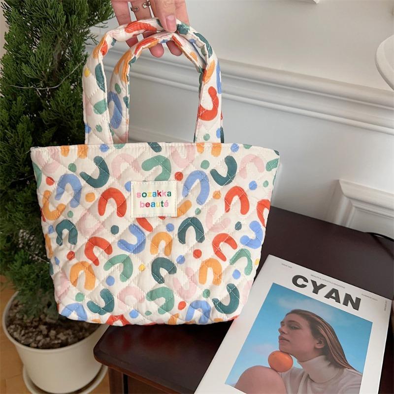 Geanta de mana in carouri matlasata geanta bento cu animatie de desene animate moale geanta de mana pentru navetiști