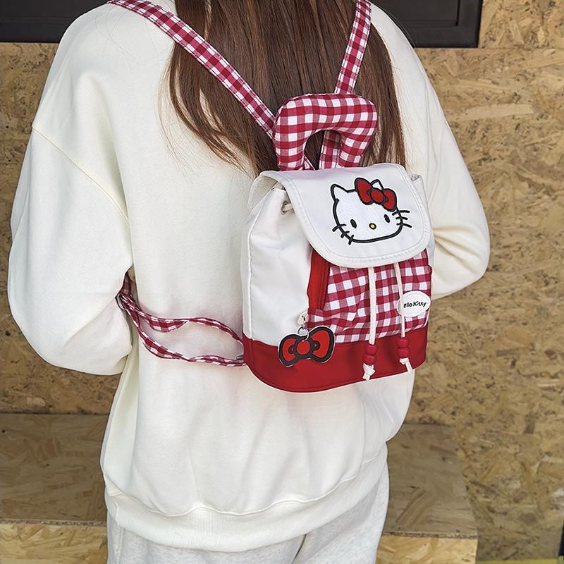 Children'S Backpack Cartoon Cute Kitten Boys And Girls Backpack Foreign Style Plaid Primary School Bag