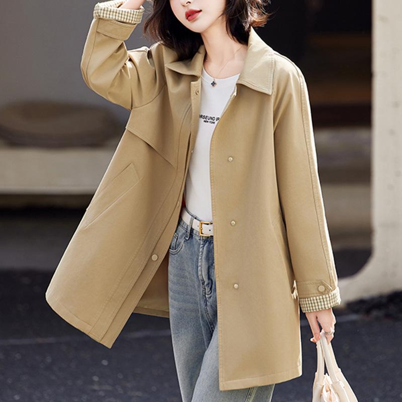 

Spring 2025 Women s Mid-Length Trench Coat - High-End, Fashionable, Loose Fit, Petite Style Extra Large хакі