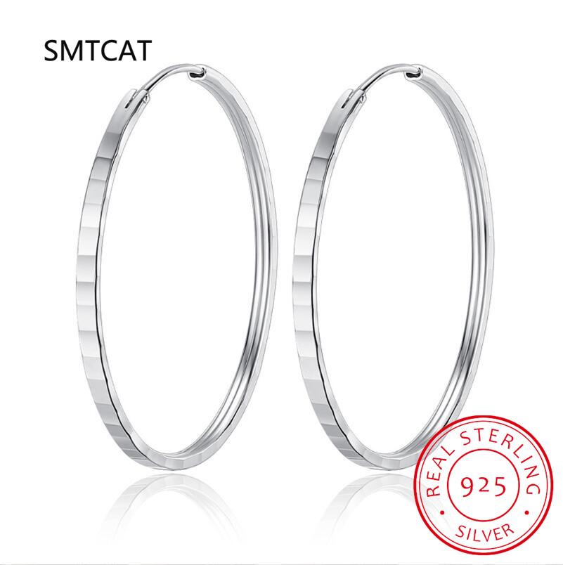 Real 925 Sterling Silve Fashion Inside Diameter 30 40 50 60mm Hoop Earrings For Women Men Personality Jewelry DG0132
