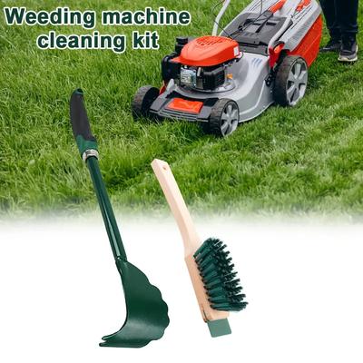 Of Weeding Machine Cleaning Tools | Mower Scraper with Ergonomic Long Handle,Lawn Mower Cleaning Brush with Stiff Bristle Brush
