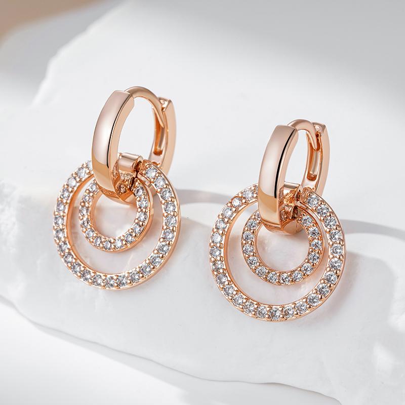 Kienl  Full Shiny Natural Zircon Drop Earring For Women  Rose Gold Color Unique Geometry Crystal Daily Vintage Jewelry