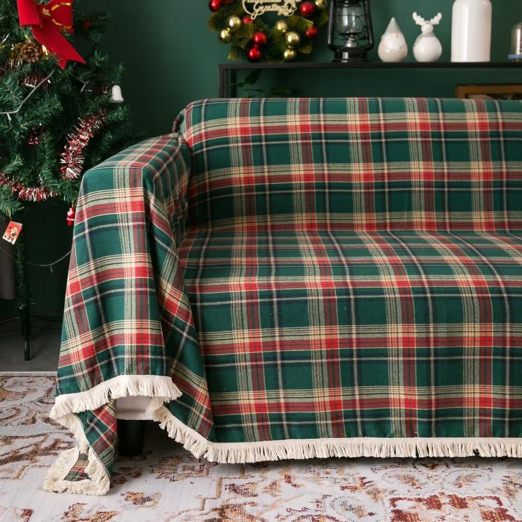 Boho Geometric Sofa Covers, Christmas Lattice Couch Cover for Living Room, Durable Sofa Slipcover for Dogs Pets