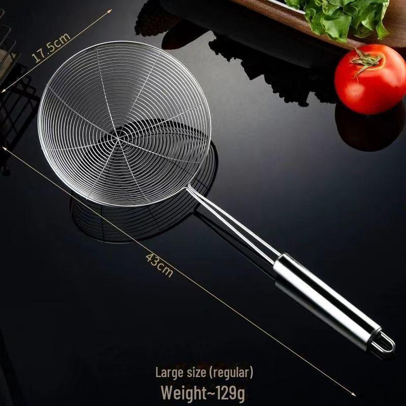 Stainless Steel Colander for Scooping Dumplings and Noodles - Deep-Fried Double Hook Kitchen Strainer