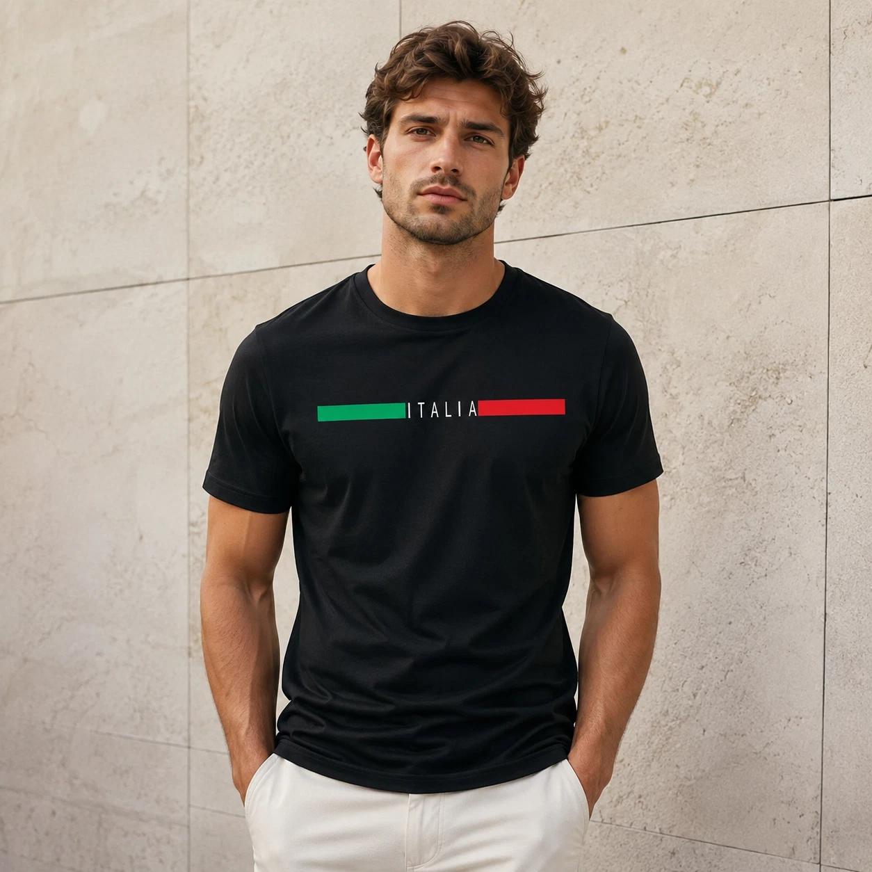 Mens Italia Flag T-Shirt Italy Pride Italian Graphic Tee S