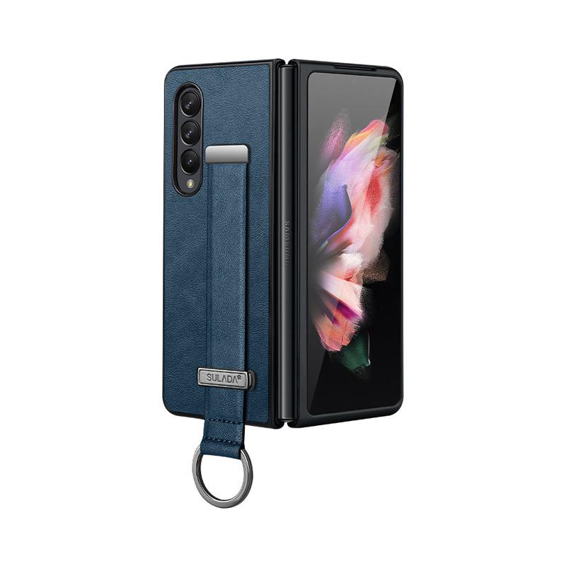 Suitable for Samsung Zfold6 Mobile Phone Case Wristband Bracket Ring Samsung Anti-fall W23 Folding 5th Generation 4 Men's Leather Case