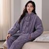 Pajamas Women's Winter Coral Fleece Thickened Fleece Three-layer Padded Cotton Winter Flannel New Padded Jacket Loungewear