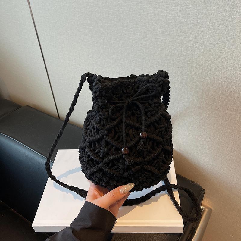 

Новая летняя мода Ручная работа Сумки-ведра для женщин Сумка через плечо Кроссбоди Женский маленький кошелек и сумочка 18*10*21cm чёрный