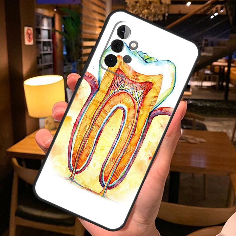 dentist tooth pattern Case For Samsung Galaxy A56 A36 A54 A34 A14 A06 A16 A26 A12 A32 A52 A13 A33 A53 A15 A35 A55
