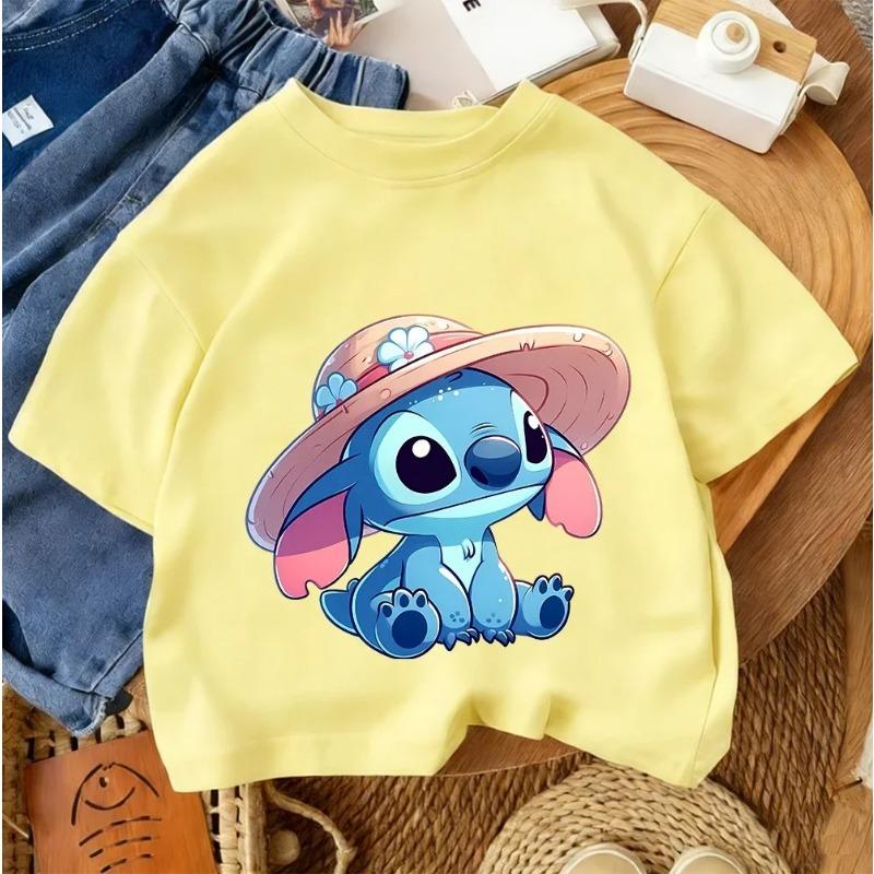 Casual Everyday T-shirt for children,T-shirt with Kawaii Cartoon Print, Summer Urban Fashion Set for Boys and Girls Aged 3 To 14