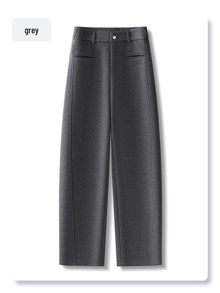 Apricot Wool Blend High-Waist Harem Pants for Women - 2024 Autumn/Winter Collection