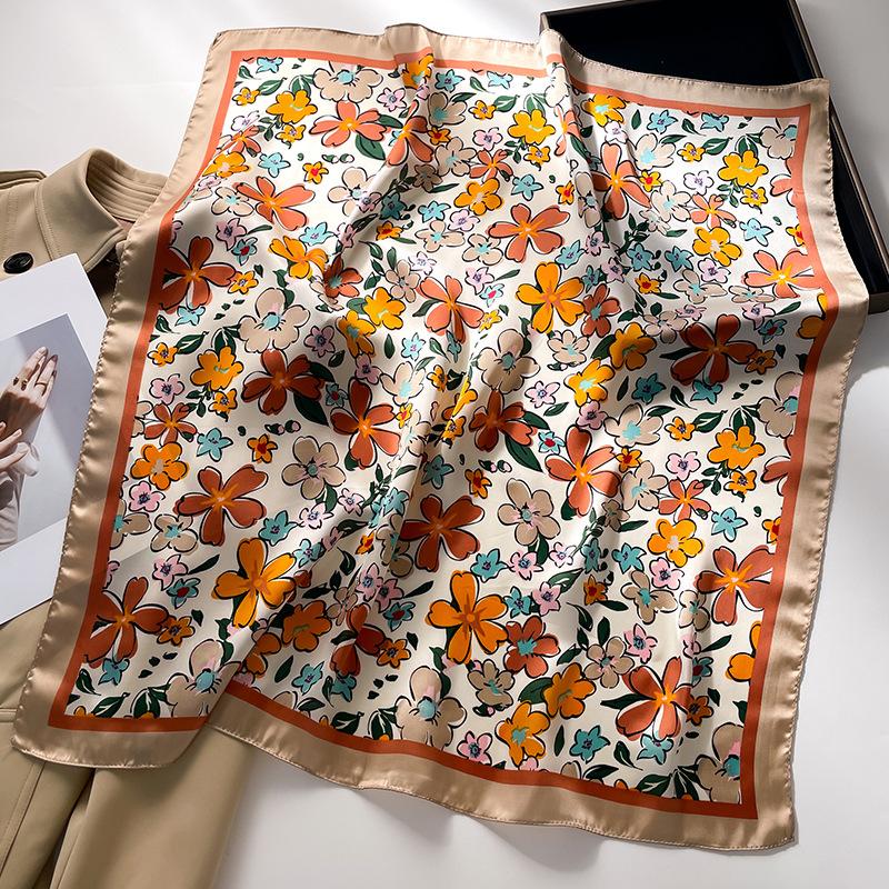 70 * 70cm Novo Lenço Quadrado Pequeno de Seda Para Proteção de Pescoço Feminino Lenço Profissional Laço de Cabelo Versátil Lenço de Cabeça