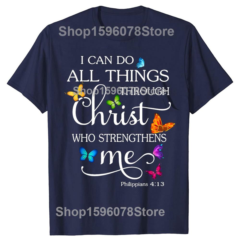 Funny I Can Do All Things Through Christ Art Religious T Shirt Men Fashion Tee Shirt Oversized Cotton Casual Streetwear Tshirts