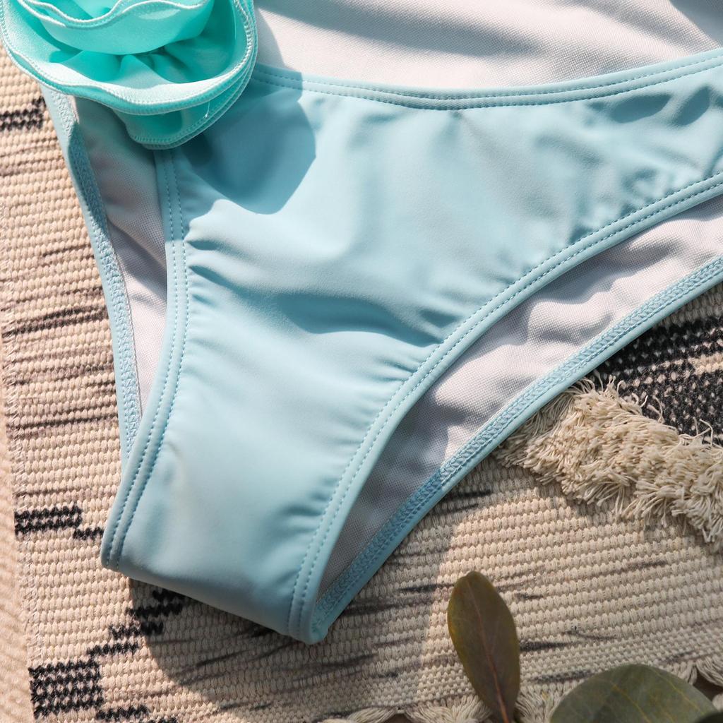 2024 Neue 3D-Blumenröhren-Bademode für Damen mit Neckholder, schulterfrei, einteiliger Badeanzug für Damen, Badeanzug, Blau, Schwarz, Weiß, Monokini