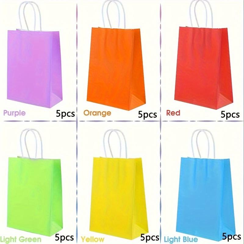

30 шт. подарочных пакетов из крафт-бумаги с ручками, подарочные пакеты для вечеринок в 6 цветах на дни рождения, свадьбы, идеально подходят для хранения и упаковки поделок и принадлежностей 30pcs