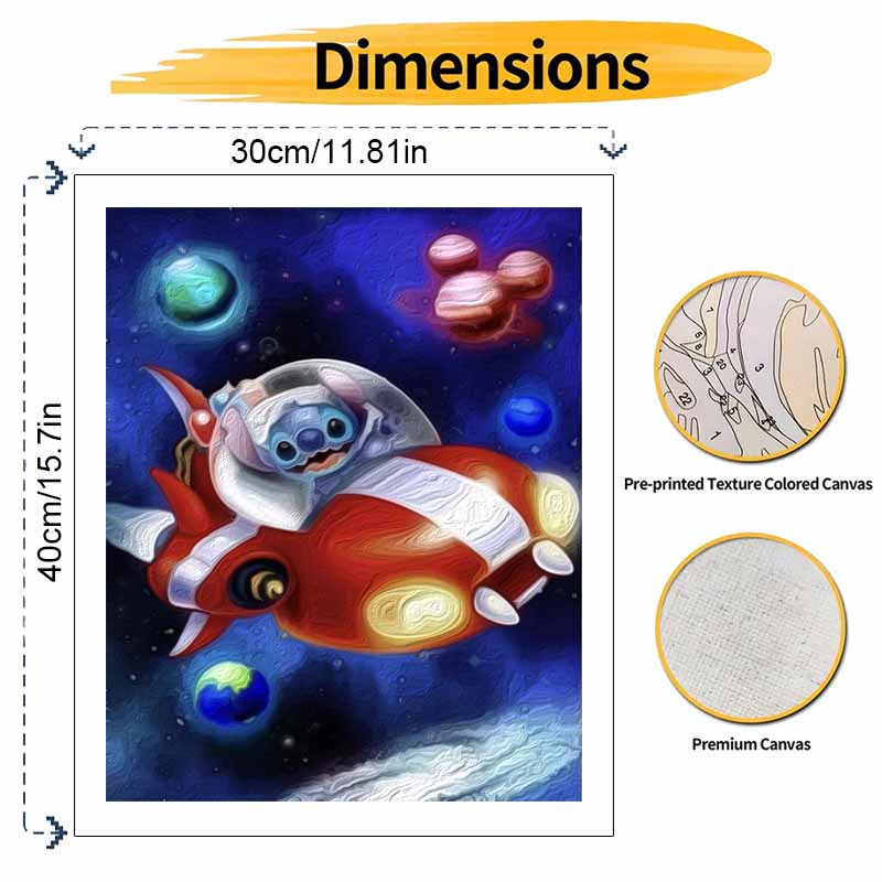 Disney Oil Painting Stitch In Space Handmade Diy Art Painting Home Decoration