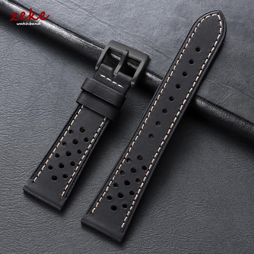 20mm 22mm 24mm Vintage Top-Grain Cowhide Strap for Men Women Universal Genuine Leather WatchBand Brown Breathable Sport Bracelet
