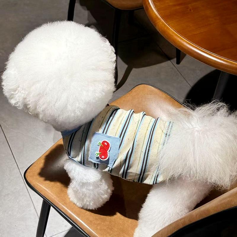 Autumn New Pet Striped Vest Teddy Bichon Pomeranian Small Dog Yorkshire Maltese Dog Clothes