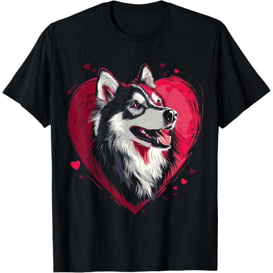 Valentine s Day Alaskan Malamute T-Shirt XXXXXL чёрный
