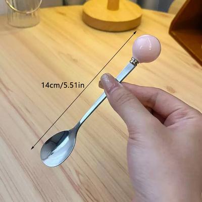 Stainless Steel Spoon Cute Ball Coffee Spoon Ice Cream Dessert Tea Stirring Spoon For Picnic Kitchen Accessories