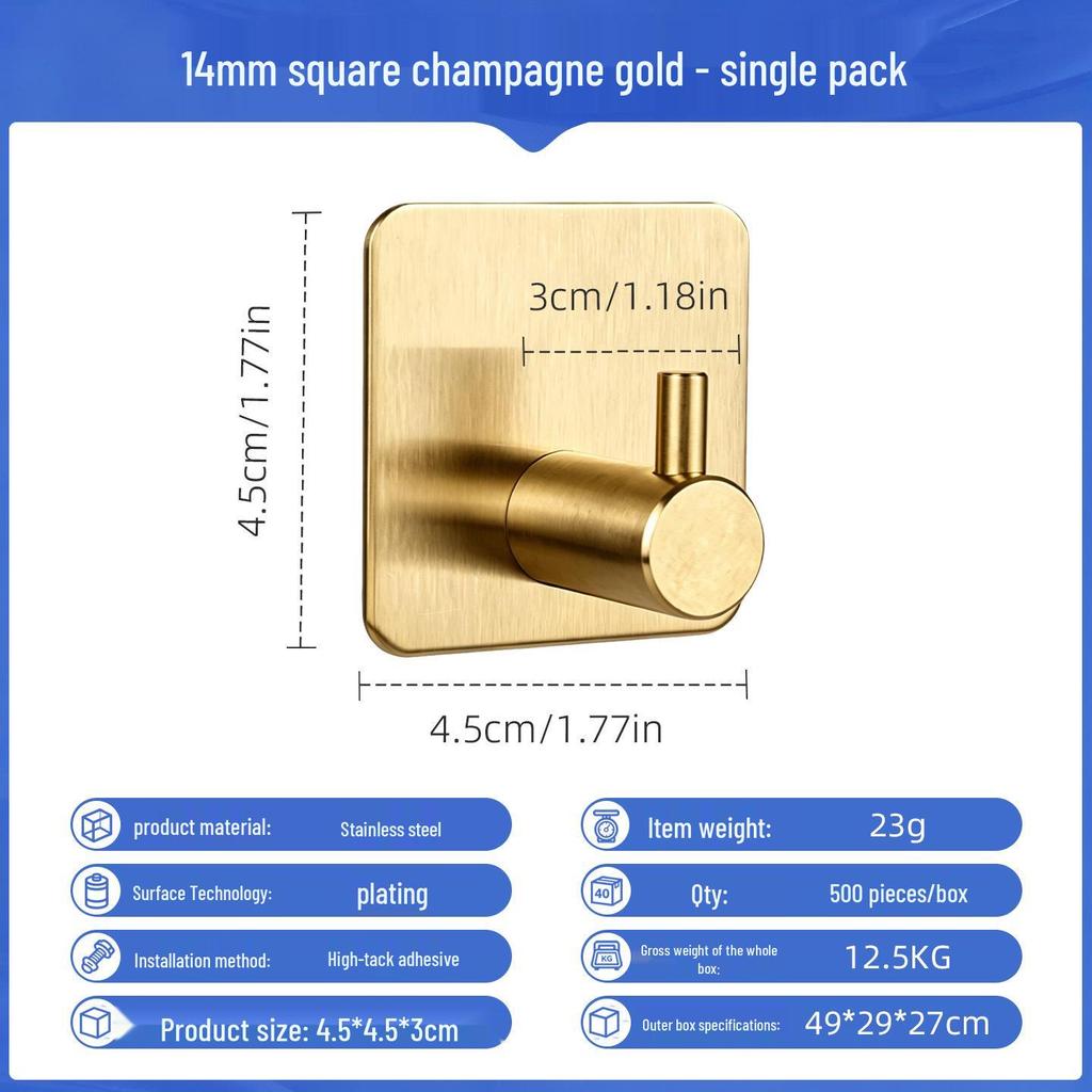 Punch-Free Strong Adhesive 304 Stainless Steel Wall Hook