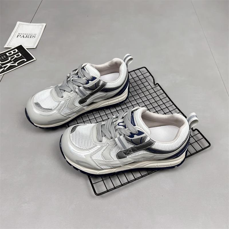 European thick-soled transparent network dad shoes girl 2025 summer new versatile round head breathable leisure sports moral training shoes tide