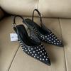 Breathable Diamond Mesh  High Heels Women Sandals Luxury Pointed Toe Elegant Slingback Banquet Bridal Wedding Shoes