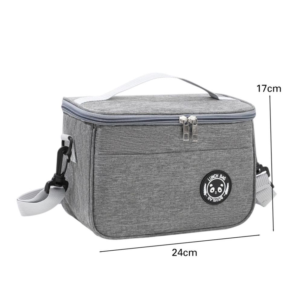 

Large Capacity Lunch Bag with Adjustable Strap Double Layer Food Insulated Box Thickened Foldable Camping Handbag серый