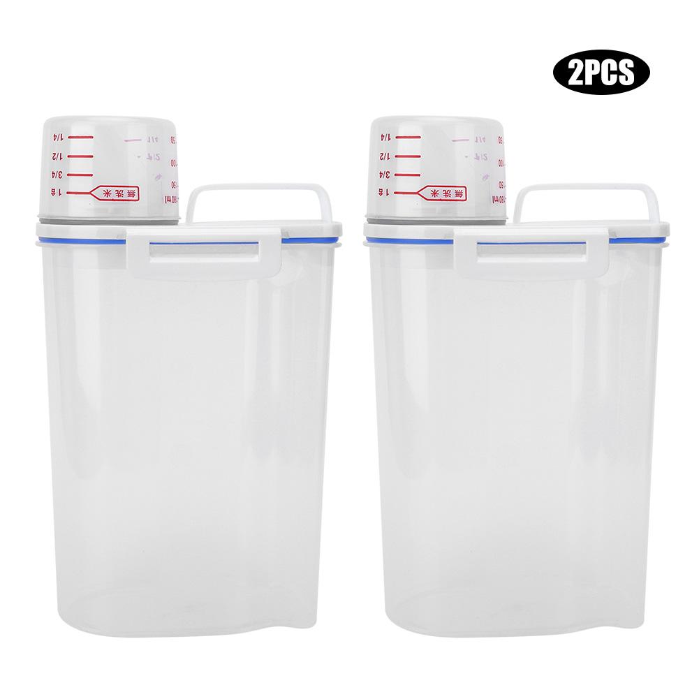 2Pcs Thick Plastic Insect Prevention Rice Box Moisture Proof Flour Storage Bin Food Container