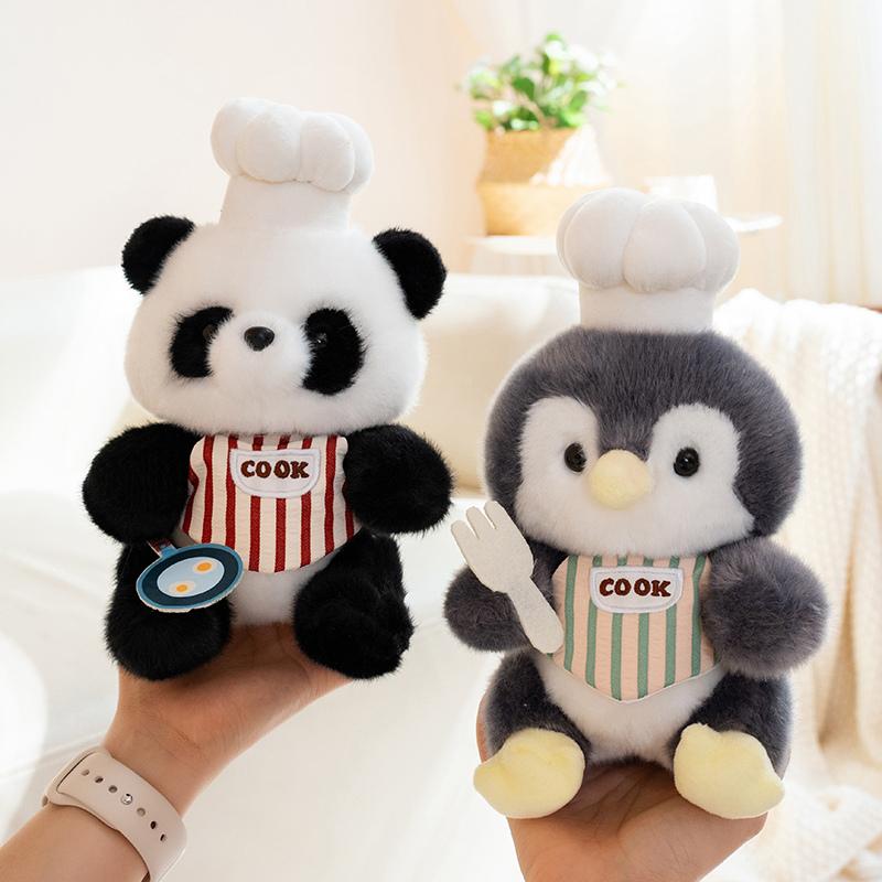 Chef Series Cute Animal Plush Toys Soft Fluffy Cat Chick Penguin Panda Cook Elephant Stuffed Animals Adorable Kitchen Home Decor