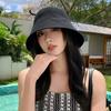 2026New fashion straw hat for women, Korean version, hollow and breathable, suitable for travel, bucket hat, fisherman hat, trendy