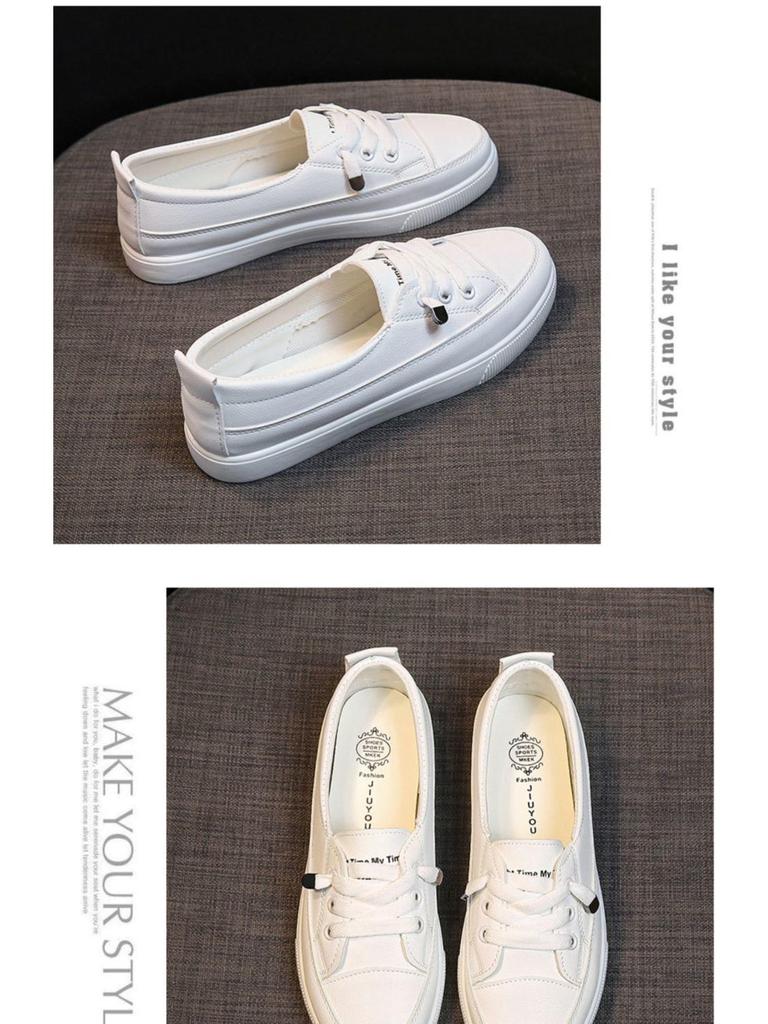 """Modne damskie białe skórzane sneakersy 2025""": Jesień Oddychające, Płytki Dekolt, Styl Koreański, Pasujące do wszystkiego, Idealne dla Studentów"