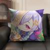 Qiqi Cute Genshin Impact Cushion Cover Natural Linen Organic Fabric DoubleSided Printing Sofa Home Decor Gift Pillow Case