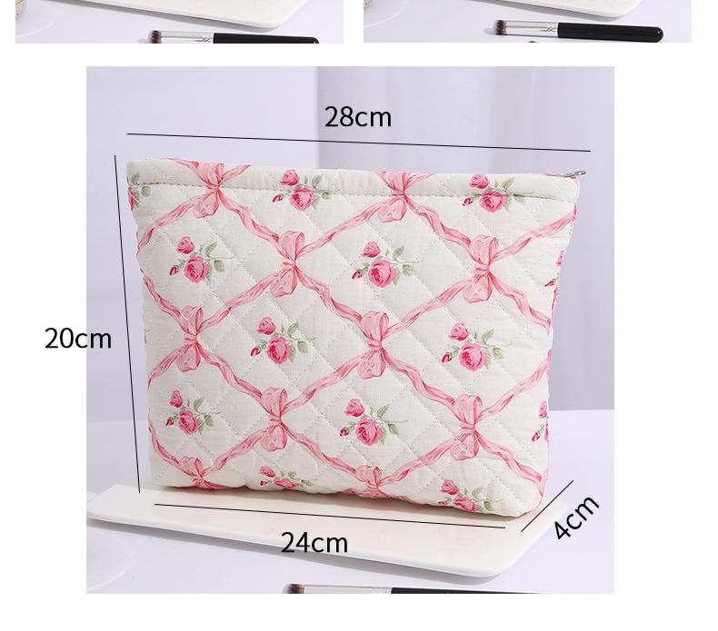 Cotton Floral Quilted Women's Cosmetic Bag for Lipsticks, Earphones, and Cables