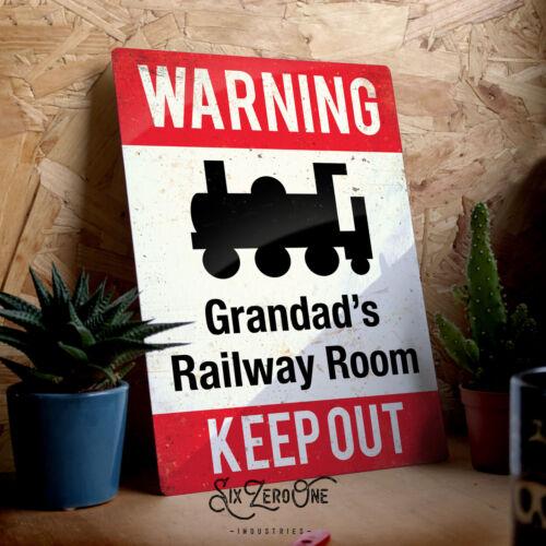 

Personalised Warning Railway Metal Sign Man Cave Pub Bar Vintage Train Set RoomAluminum 20x30cm（7.8x11.8inch）