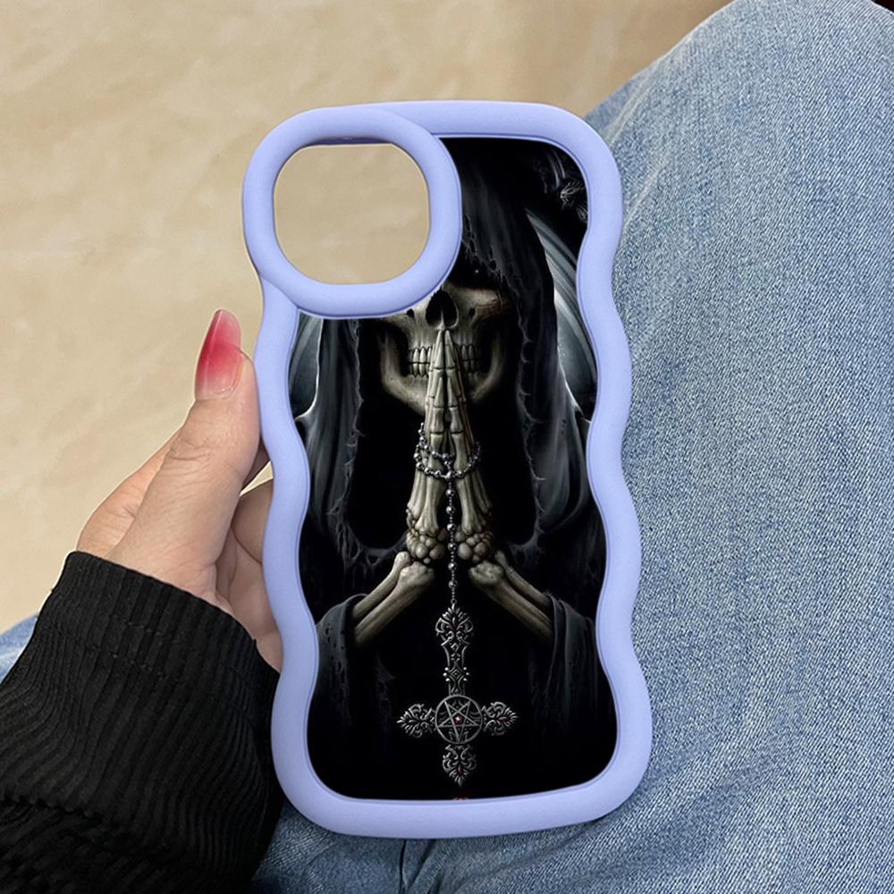 LZ13 Death Prayer Grim Reaper Skull Wave Silicone Phone Cases for Samsung A15 S23 FE S24 Ultra A34 A54 A14 Motorola G32 OnePlus Soft Cover