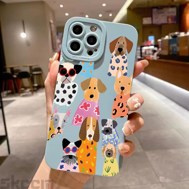 Funny Colorful Dog Pattern Design Phone Case For iPhone 17 16 15 14 Pro Max 12 11 13 Mini 17 Air XS X XR 7 8 Plus 16e Soft Cover