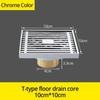 Drains 10*10cm Solid Brass Chrome Silver Shower Drain Bathroom Square Cover Anti-odor Hair Strainer Balcony Floor DrainBS-8109A