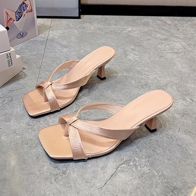 Fashion Women's Fashion Stiletto Sandals Summer New Square Head Open Toe Thin Strap Anti-slip Wear-resistant High Heels