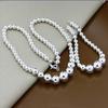 Korean Fashion 925 Silver-Plated Buddhist Beads Necklace and Bracelet Set