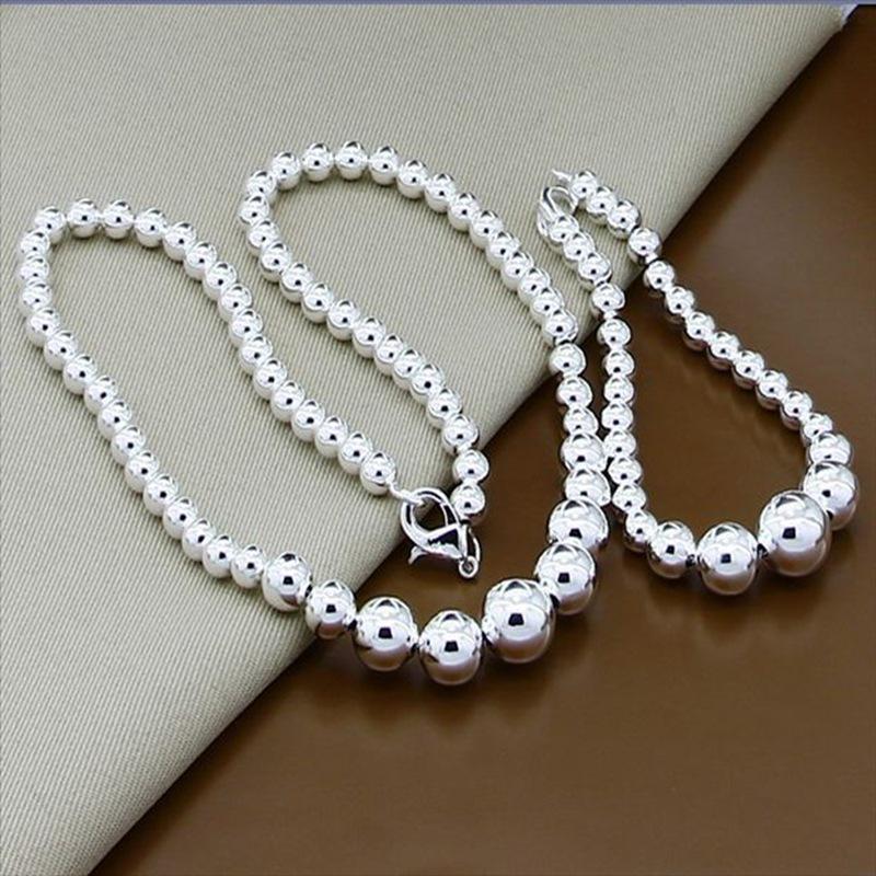 Korean Fashion 925 Silver-Plated Buddhist Beads Necklace and Bracelet Set