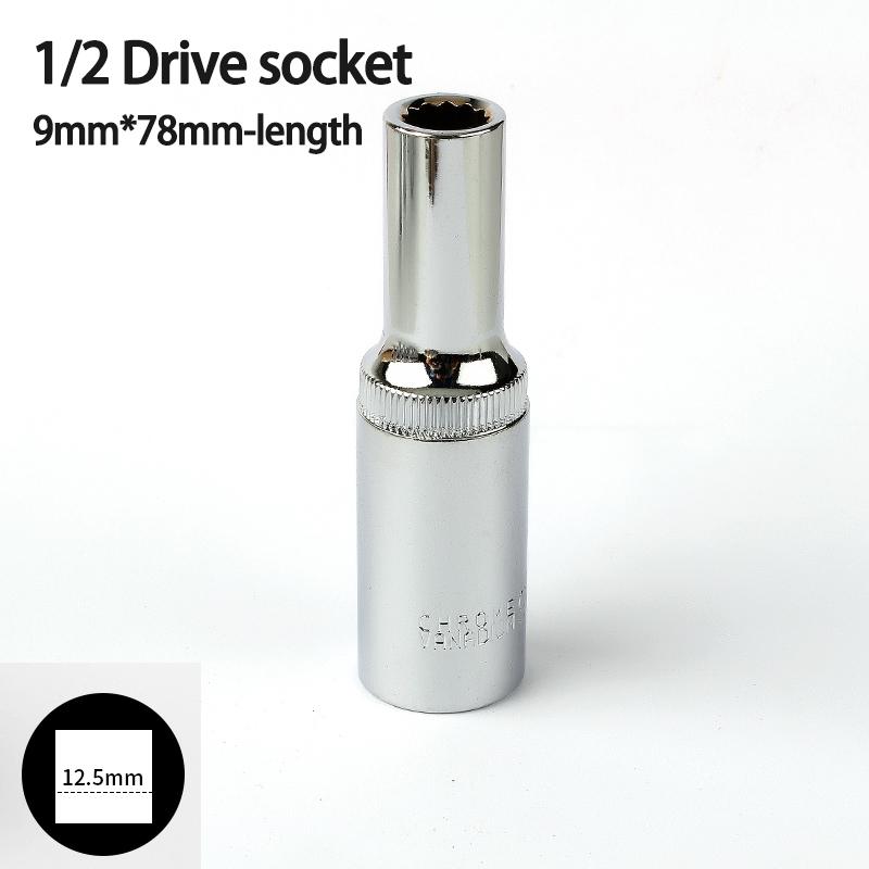 1pcs 12 Point 78mm Mirror Deep Socket Head 1/2 Drive Torx Bit Ratchet Wrench Adapter Tool Part 8-32mm Car Repair Tools