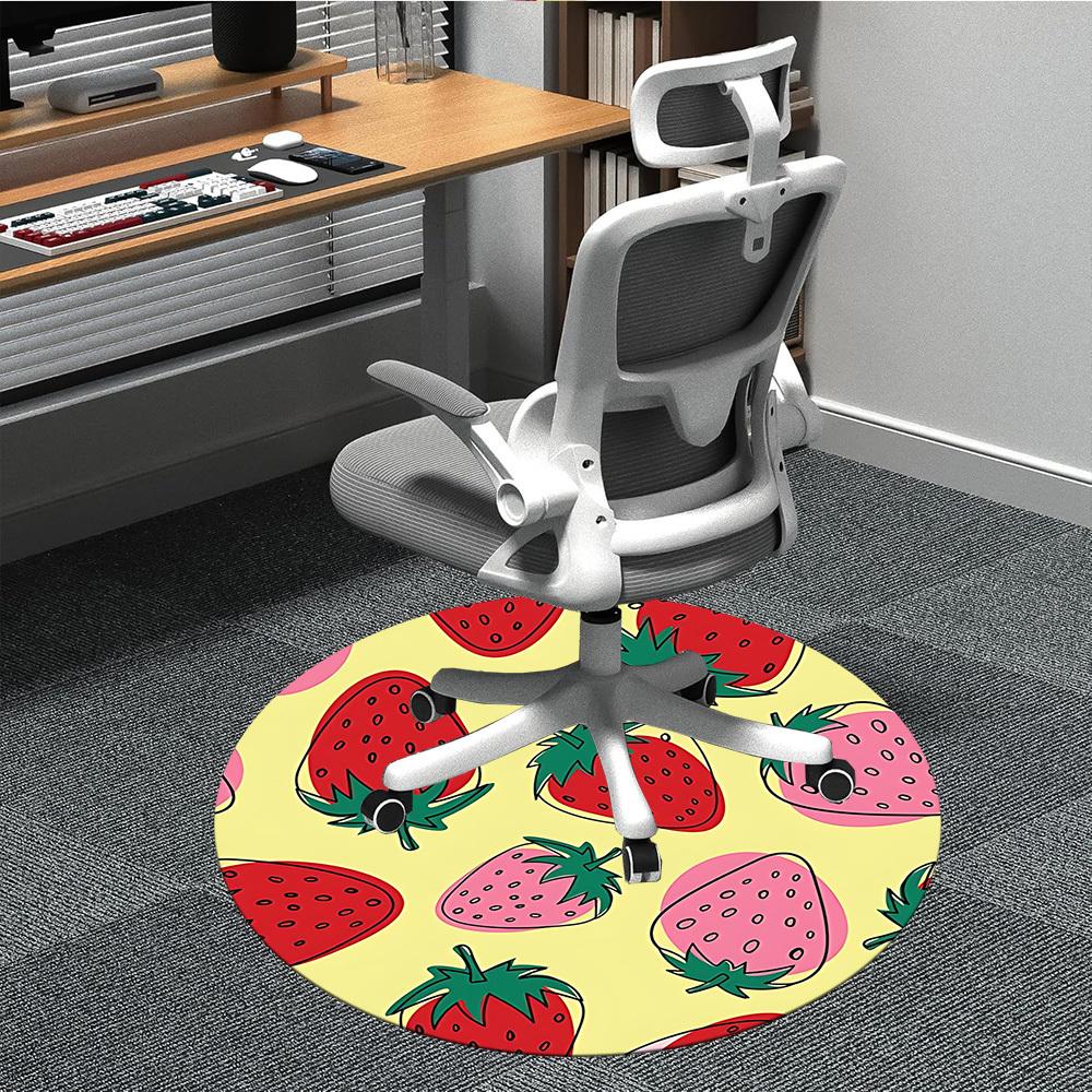 

1pc Strawberry Pattern Chair Carpet for Office Machine Washable Rug for Office, Good Gift for Family or Friends yy251225227 80cm by 80cm