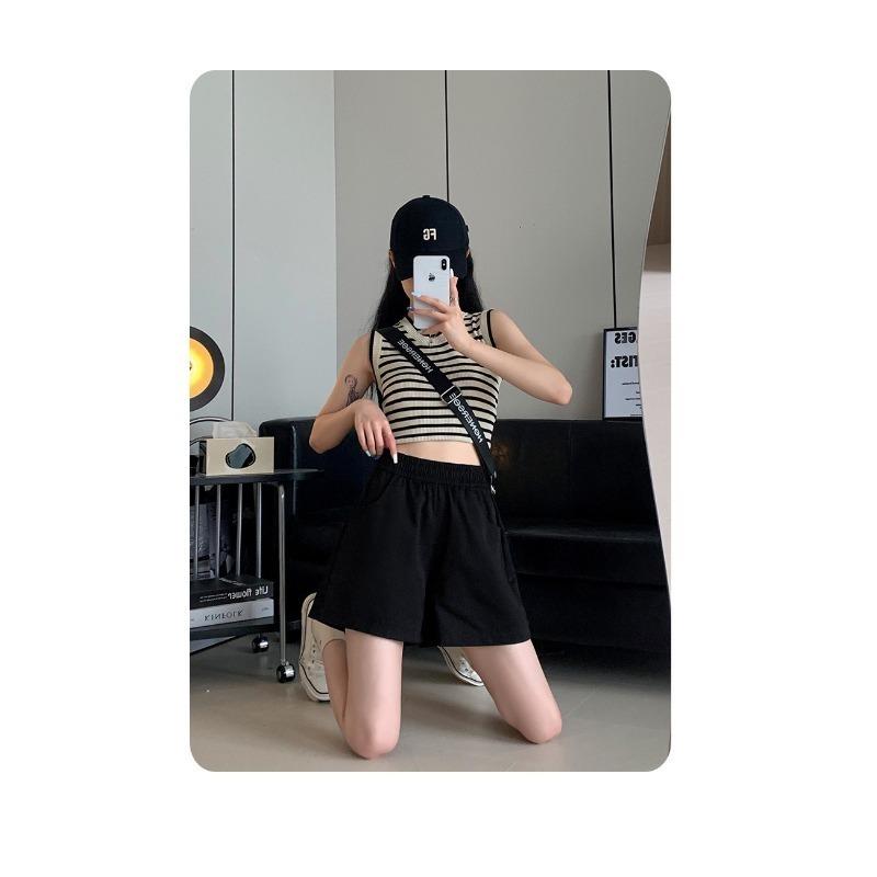 Casual Shorts Women's Washed Cotton Overalls Loose High Waisted Wide Leg Pants Women's Three-quarter Pants