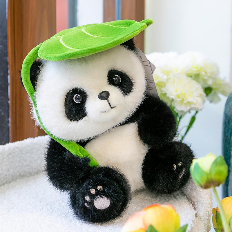 Creative Lotus Leaf Giant Panda Doll Lotus Leaf Hat National Treasure Panda Plush Toy Boy and Girl Doll Children Little Panda