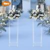 10 Packs Clear Acrylic Flower Stand, 25x25x80cm Modern Wedding Centerpiece Display Holder, Table Vase Stand for Party Decor